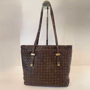 Bottega Veneta Intrecciato small tote 162937 Leather Shoulder Handbag Brown